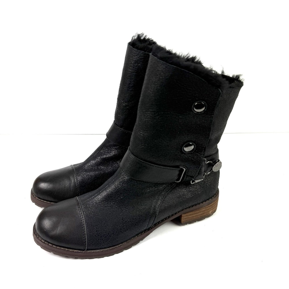 Matt Bernson Anthropologie Tundra Bootie 8 Shearling‎ Lined Moto Boots Snap